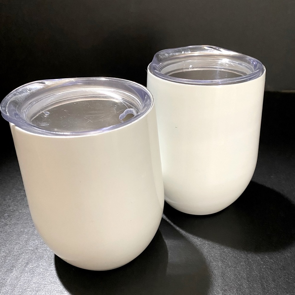 2 Swig Insulated Wine Stemless Wine Glasses Tumblers with Lids White 12 oz